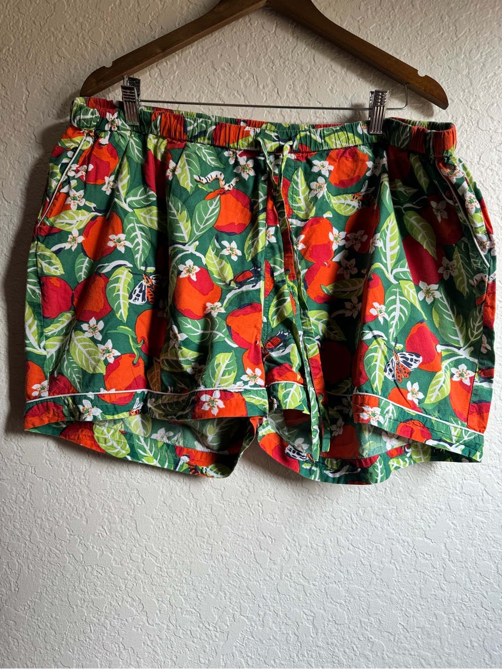 Printfresh Green, Red & Orange Tropical Waist-Drawstring Shorts